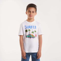Boys Round neck Printed boys T-Shirts white(34)