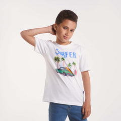 Boys Round neck Printed boys T-Shirts white(34)
