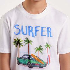 Boys Round neck Printed boys T-Shirts white(34)