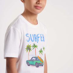 Boys Round neck Printed boys T-Shirts white(34)