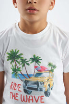 Boys Round neck Printed boys T-Shirts white(35) - nagahomme