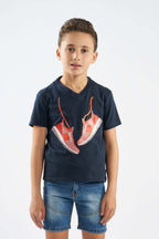 Boys V-neck Printed T-Shirts NAVY(23) - nagahomme