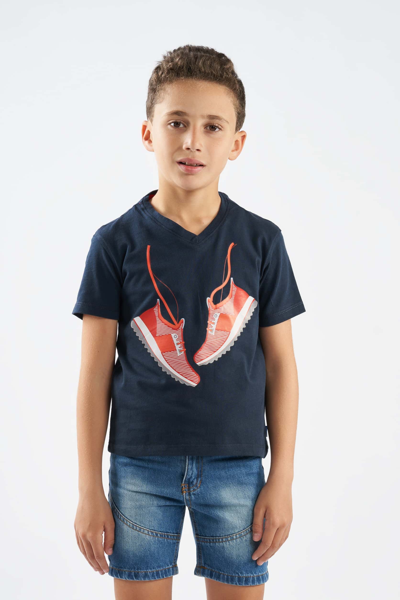 Boys V-neck Printed T-Shirts NAVY(23) - nagahomme