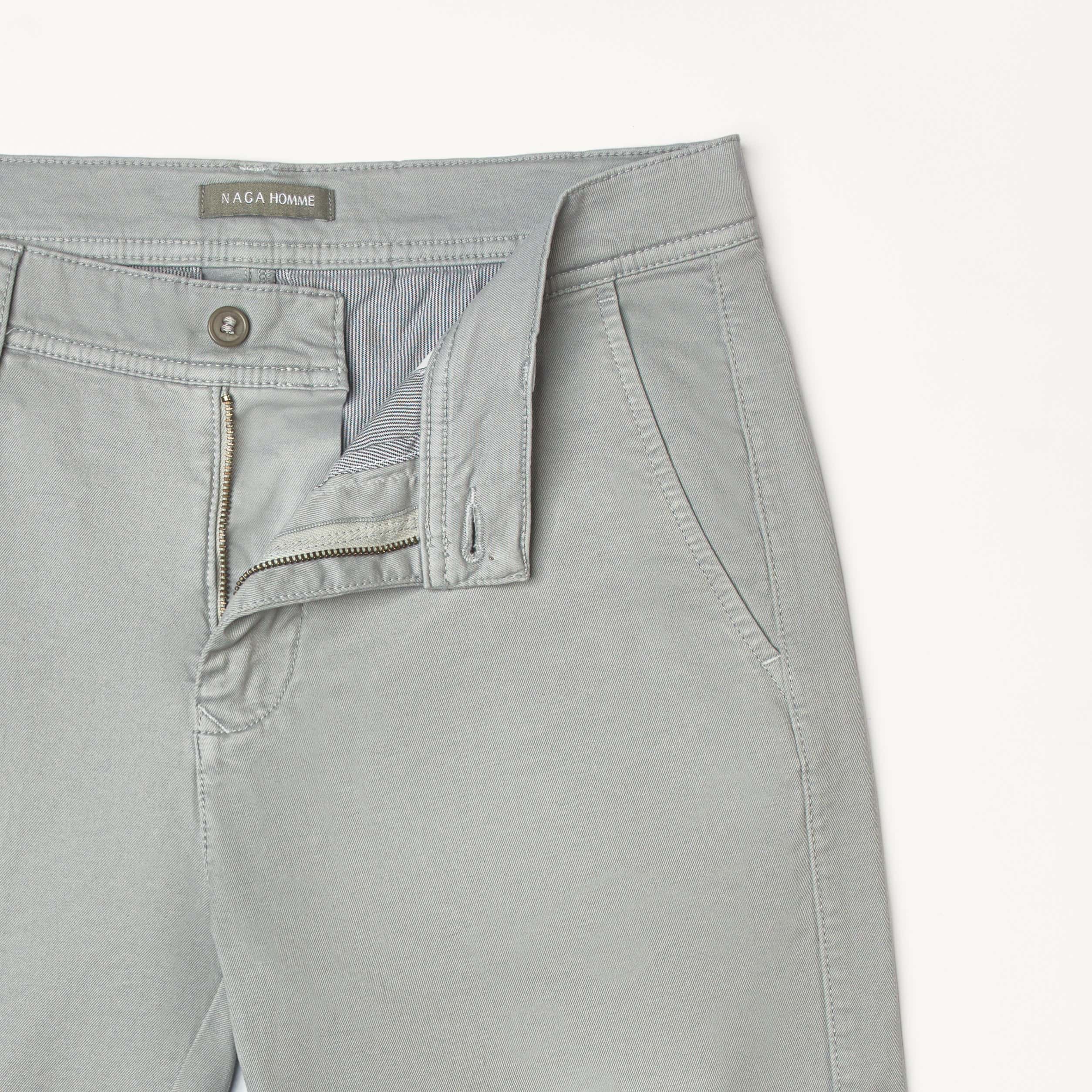 Grey Gabardine Shorts(39) - Naga Homme