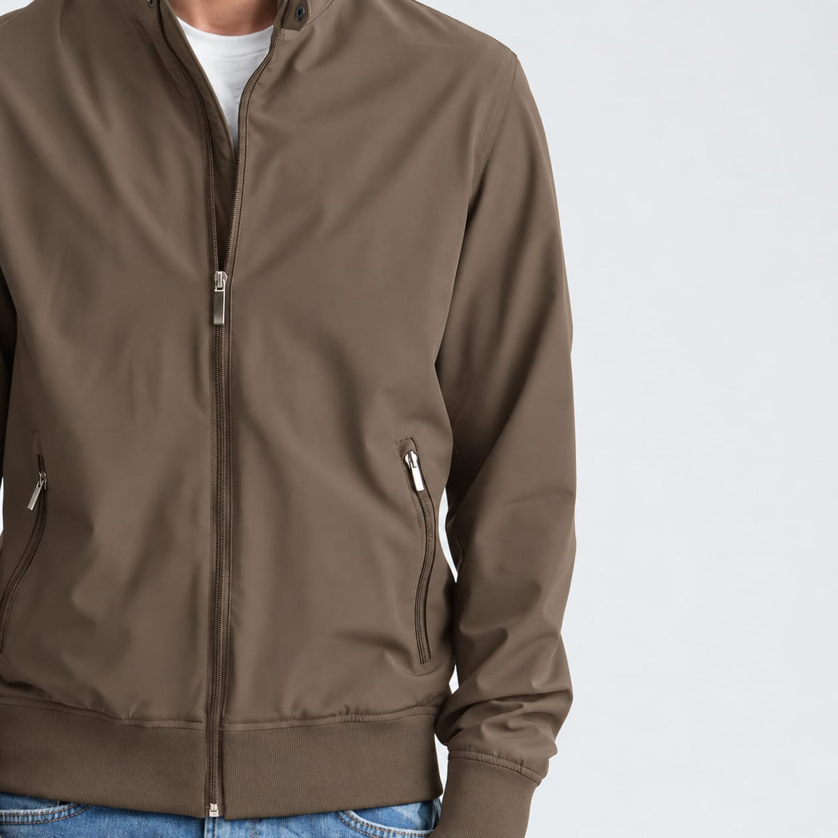 Men's Navy Stand Collar Jacket-MJKF-37