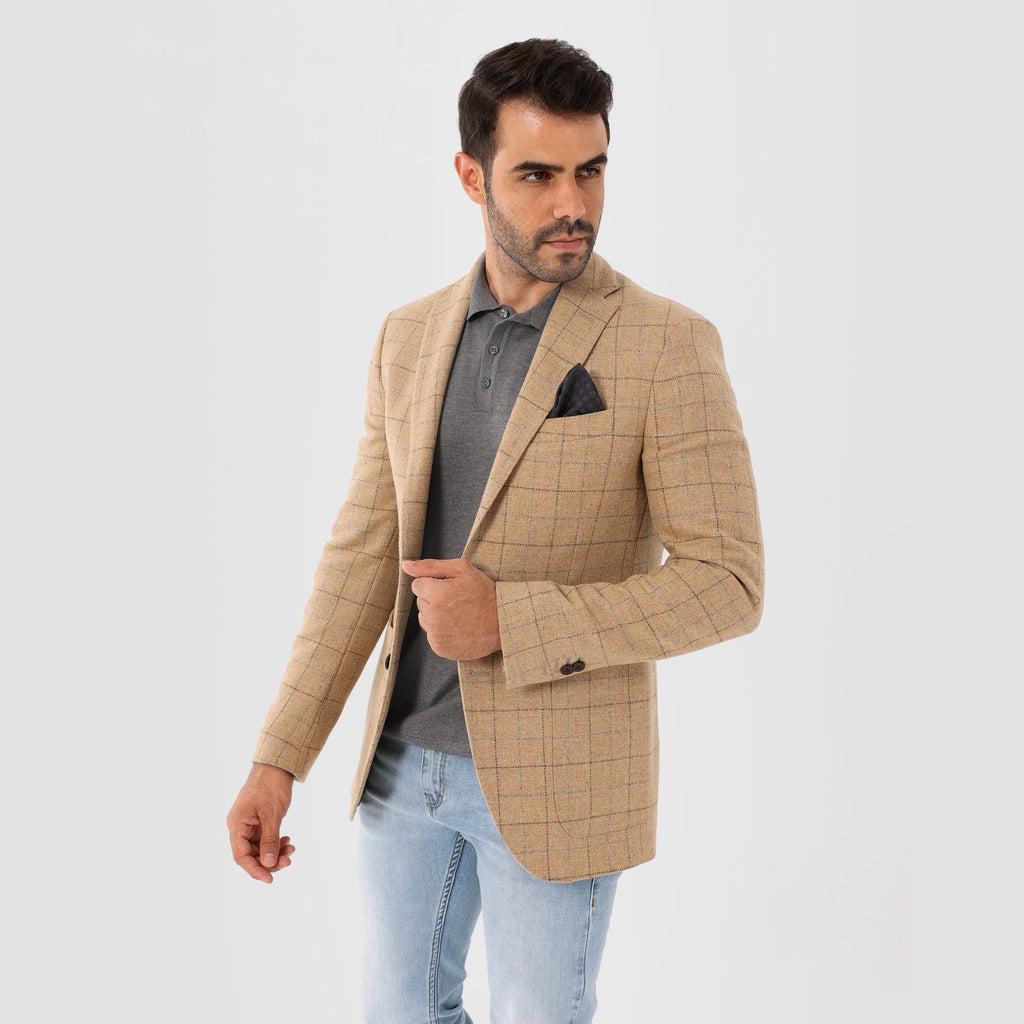 Checks Beige Blazer Jacket(391) - nagahomme