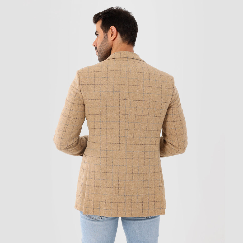 Checks Beige Blazer Jacket(391) - nagahomme