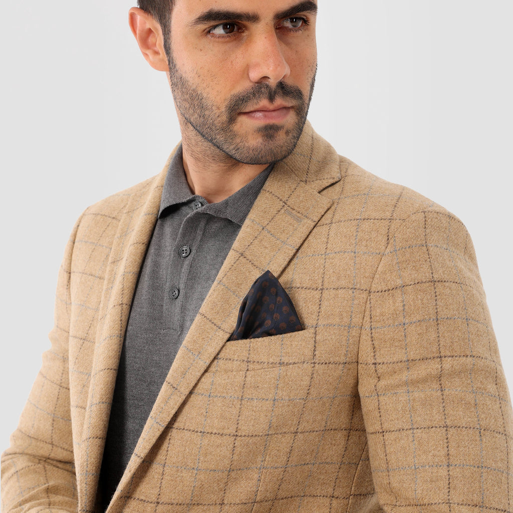 Checks Beige Blazer Jacket(391) - nagahomme