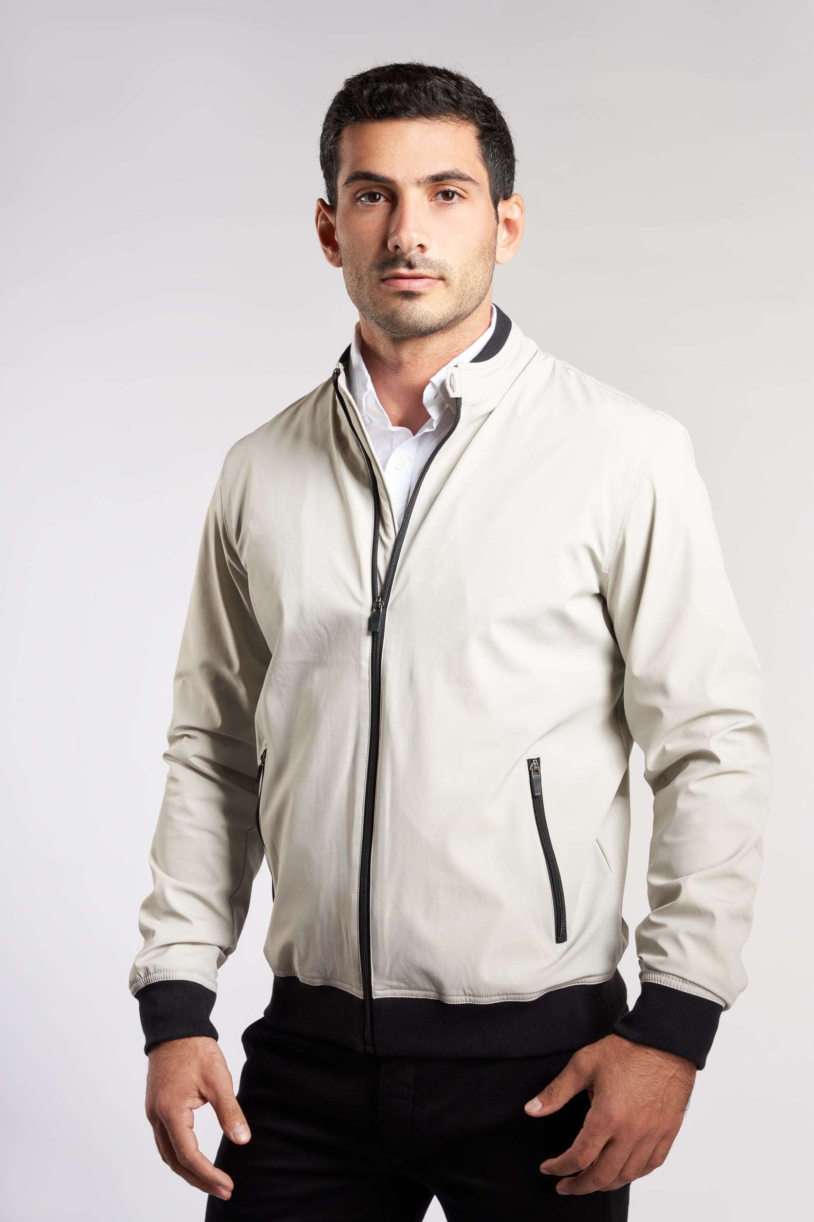 Grey Chanee Water Proof 4 Way Jacket With Black Cuffs