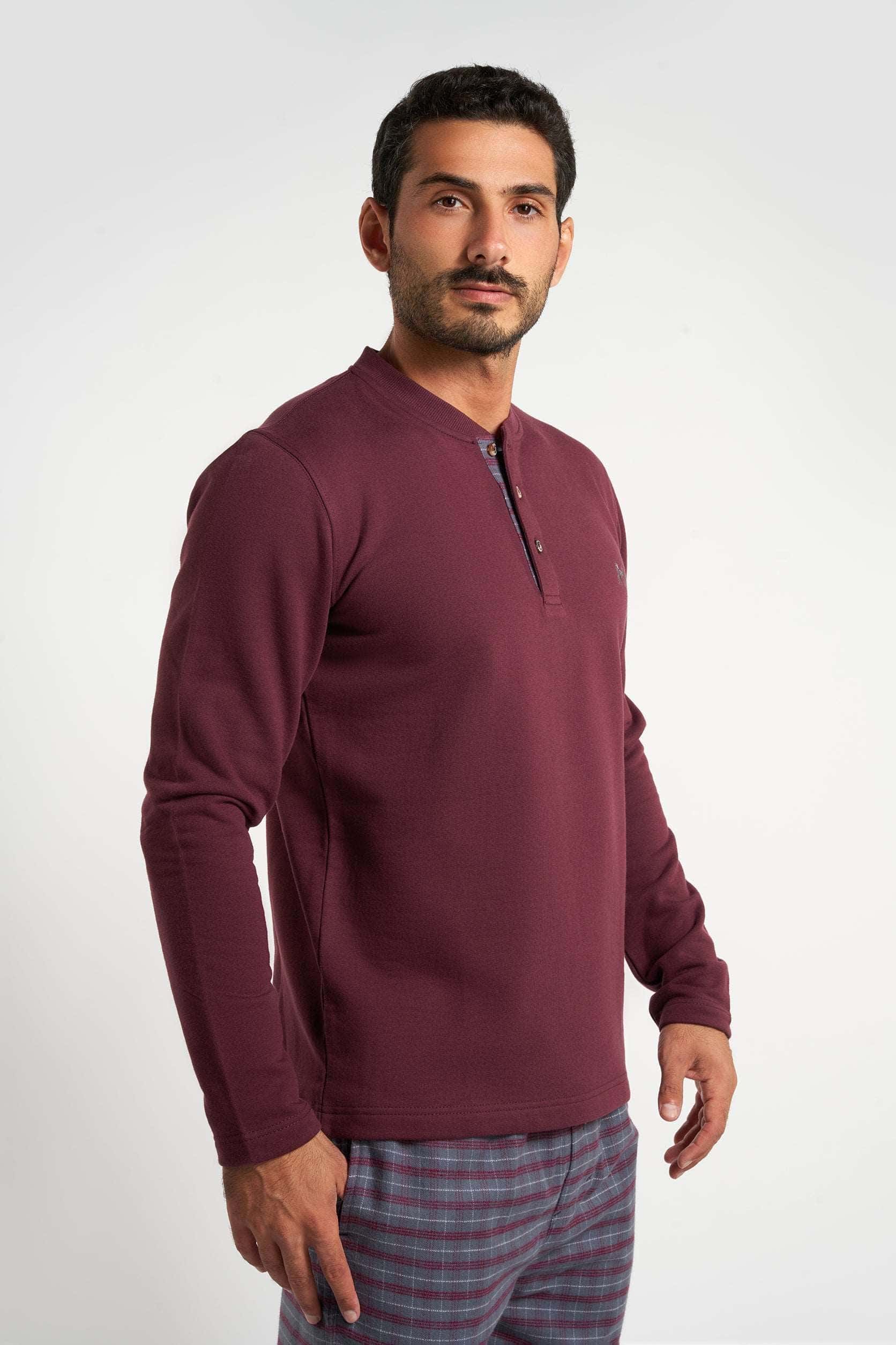 Bordeaux 2 Pieces Men Pajama(mpjl112)