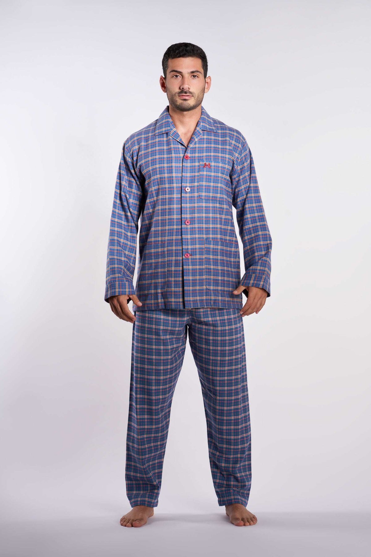 Indigo checks 2-piece men's pajama(mpjlc-87)