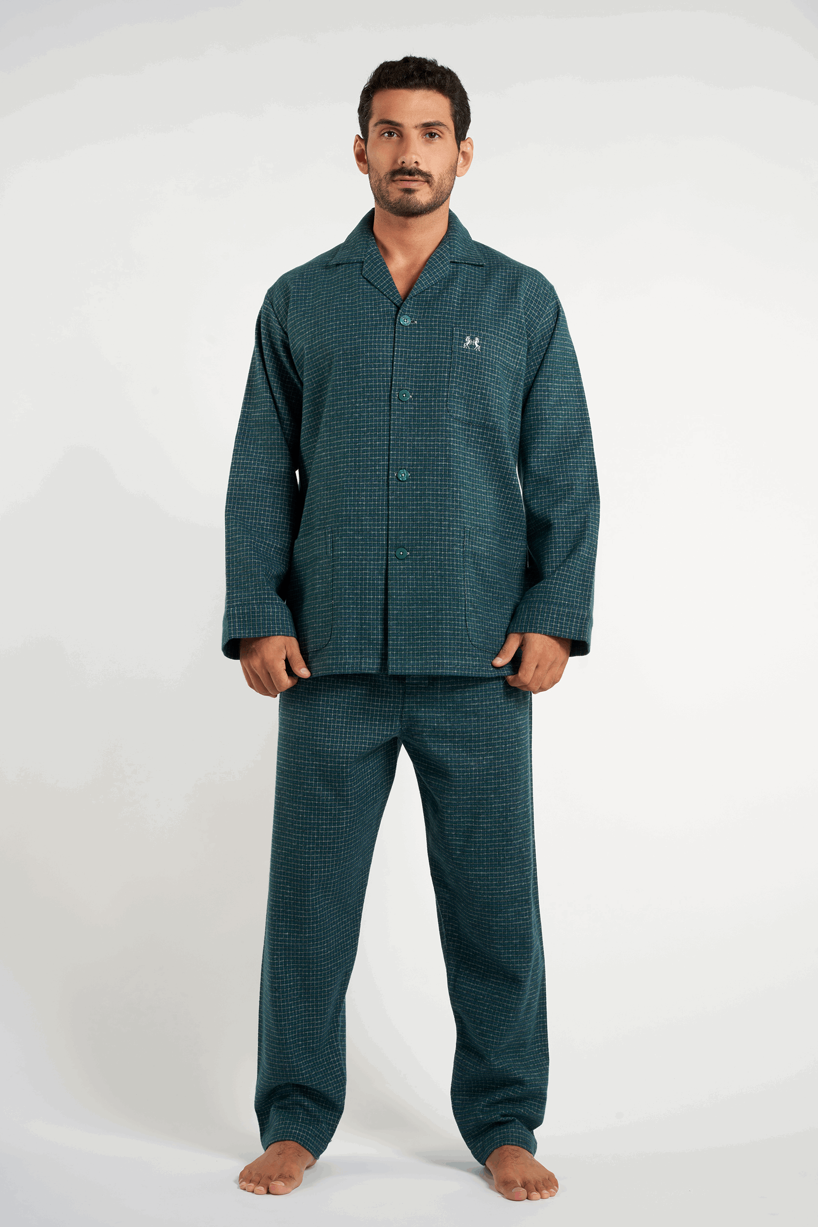 Green two-piece men's pajama(mpjlc-93)