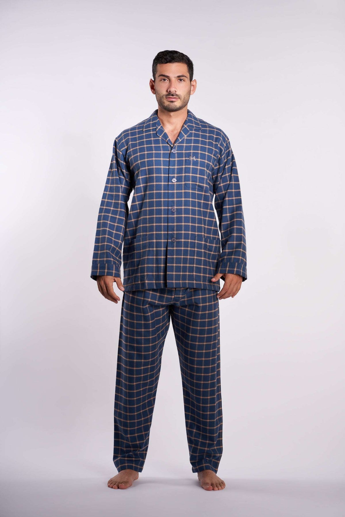Indigo checks 2-piece men's pajama(mpjlc-99)
