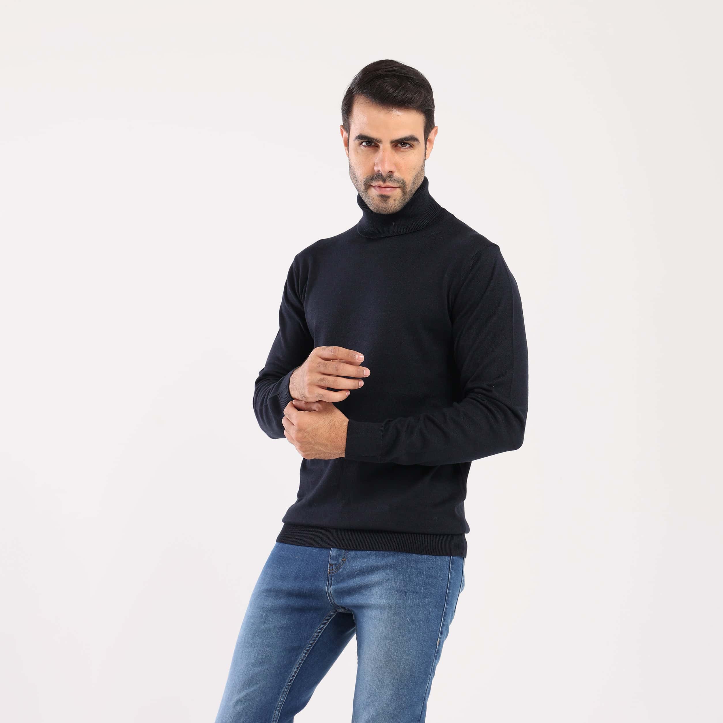 Blue Black Rounded-Neck Pullover(10) Secondary image