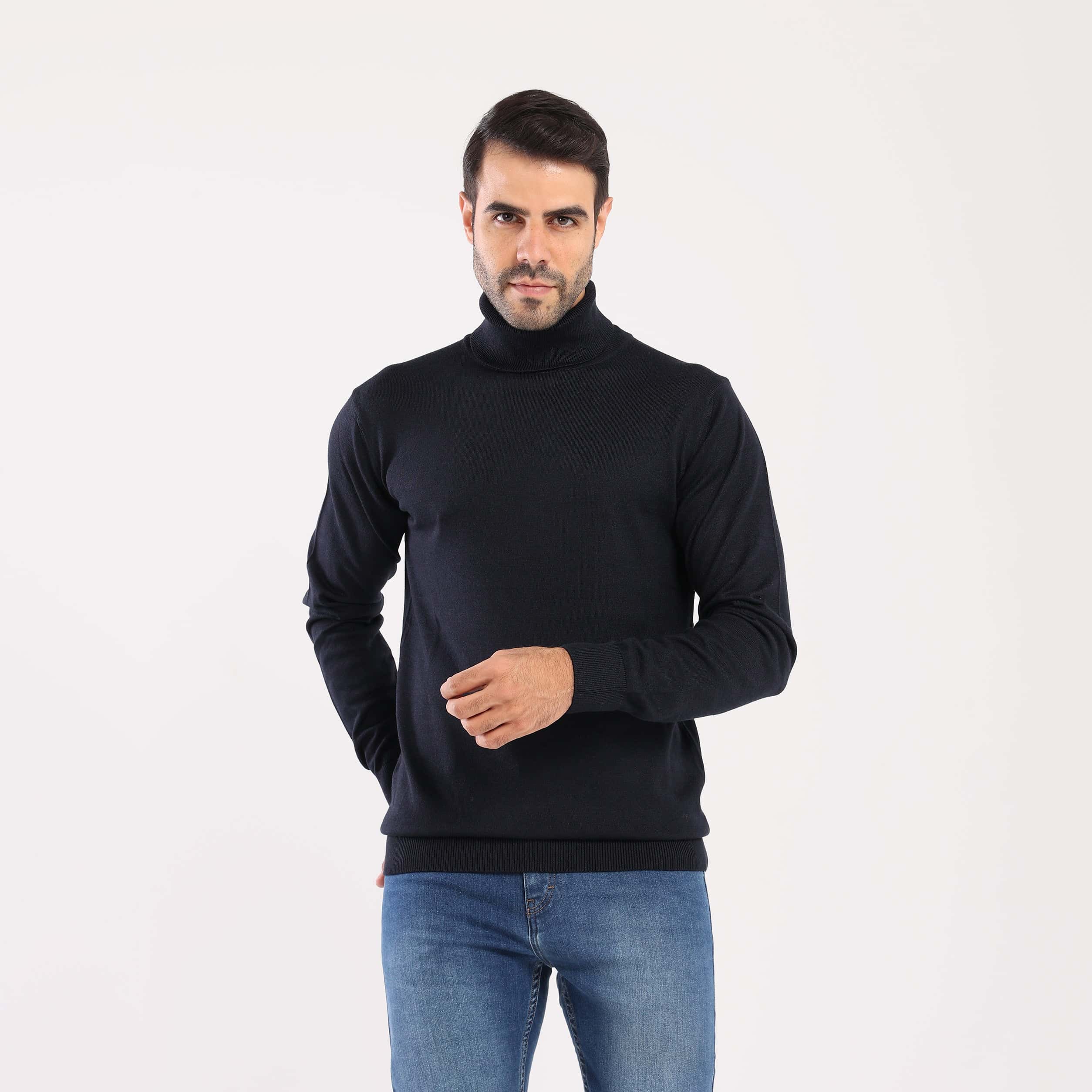 Blue Black Rounded-Neck Pullover(10) - nagahomme Main image