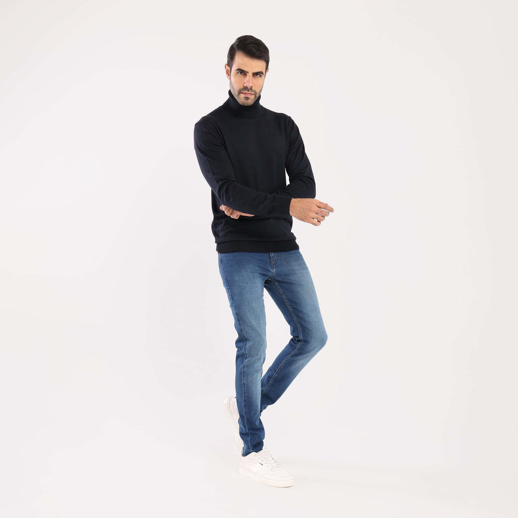 Blue Black Rounded-Neck Pullover(10) - nagahomme