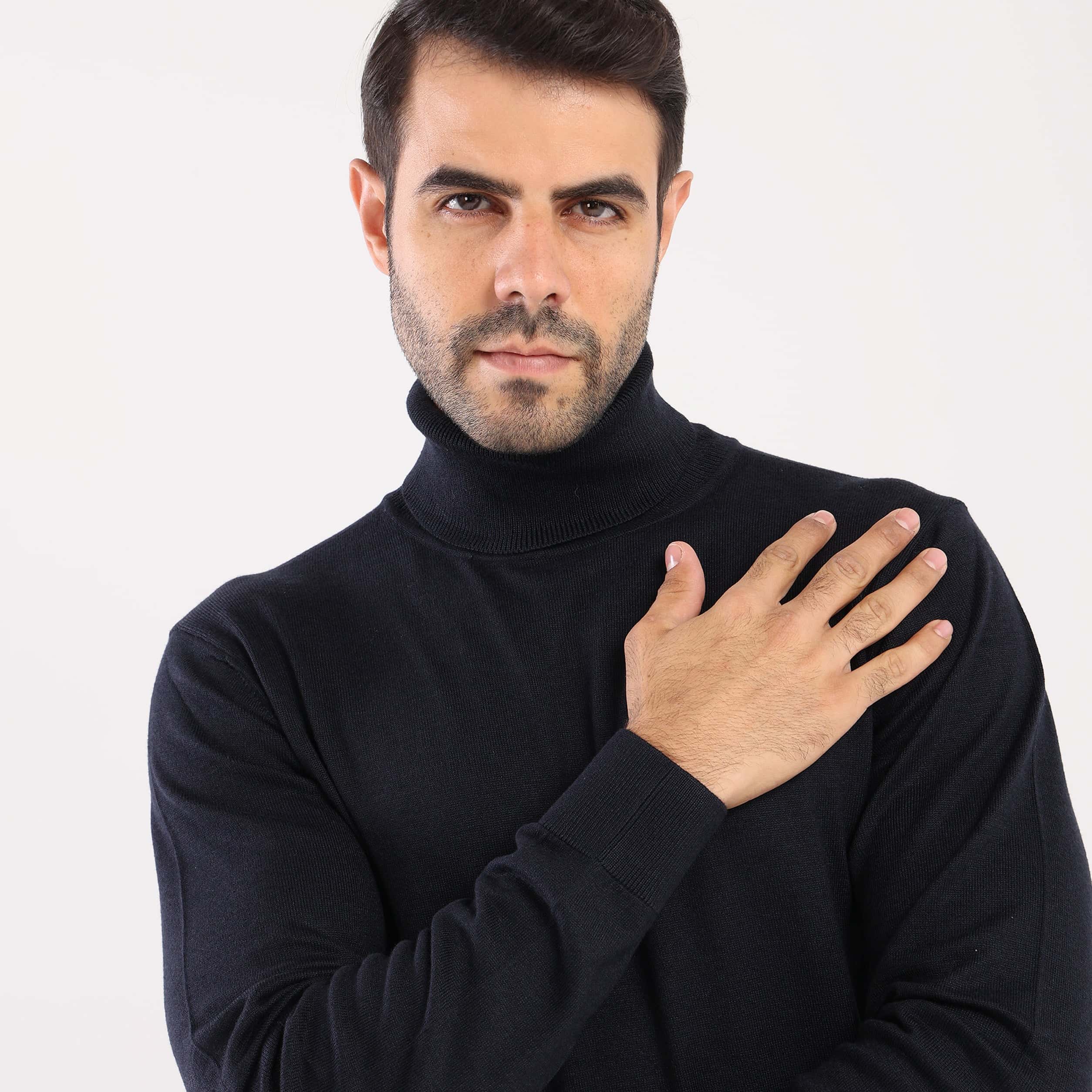 Blue Black Rounded-Neck Pullover(10) - nagahomme