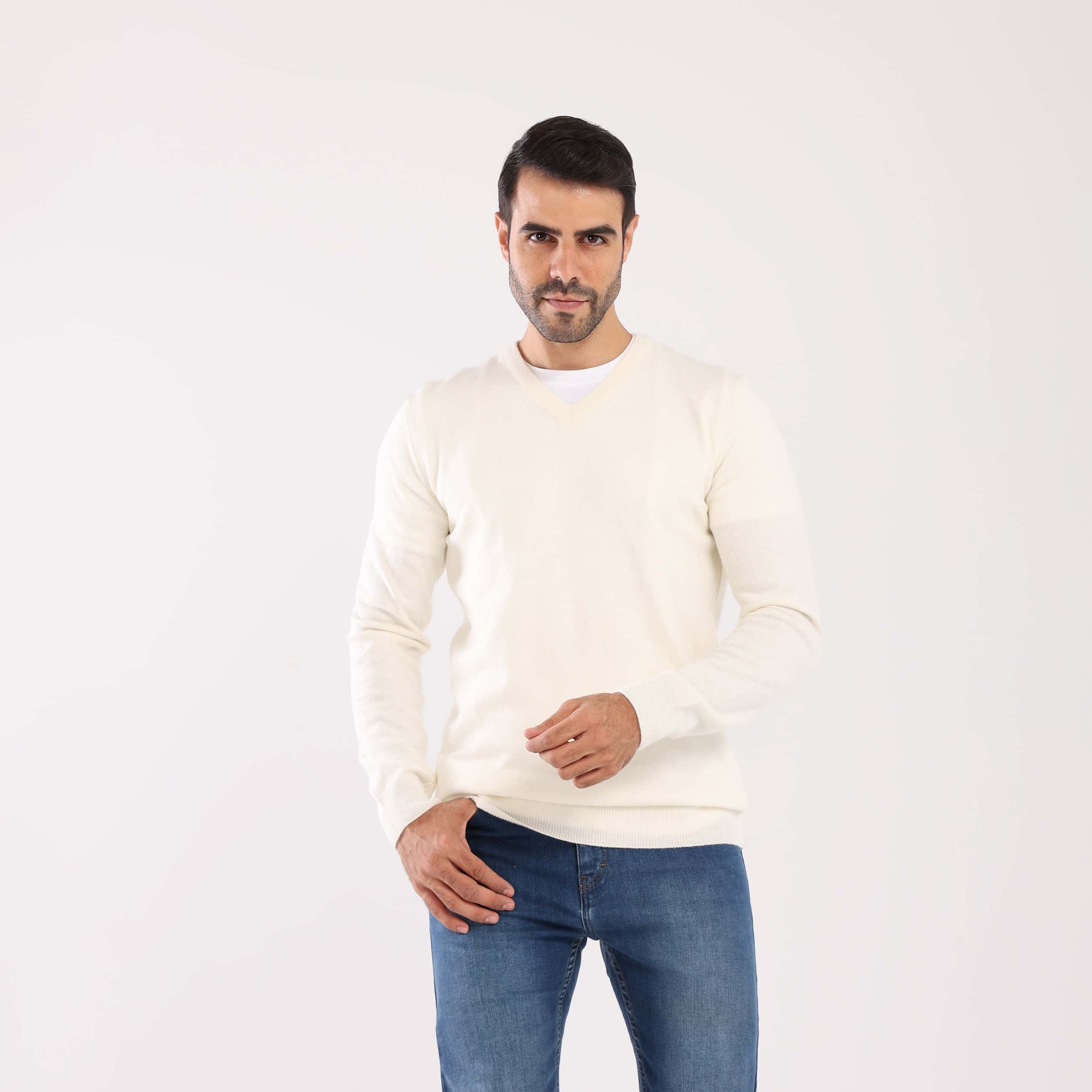 Off White V-Neck Pullover(13) - nagahomme Main image