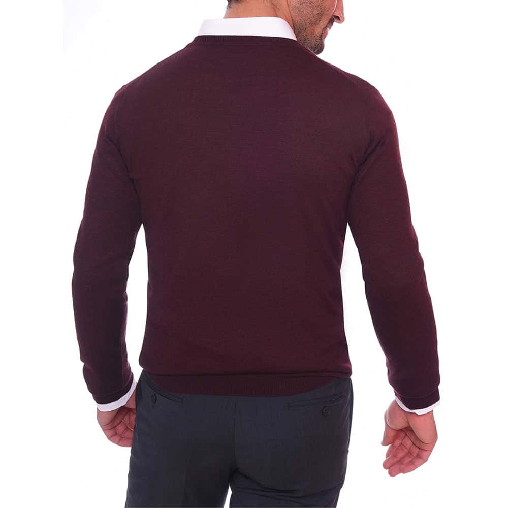 Burgundy V-Neck Pullover(13) Secondary image