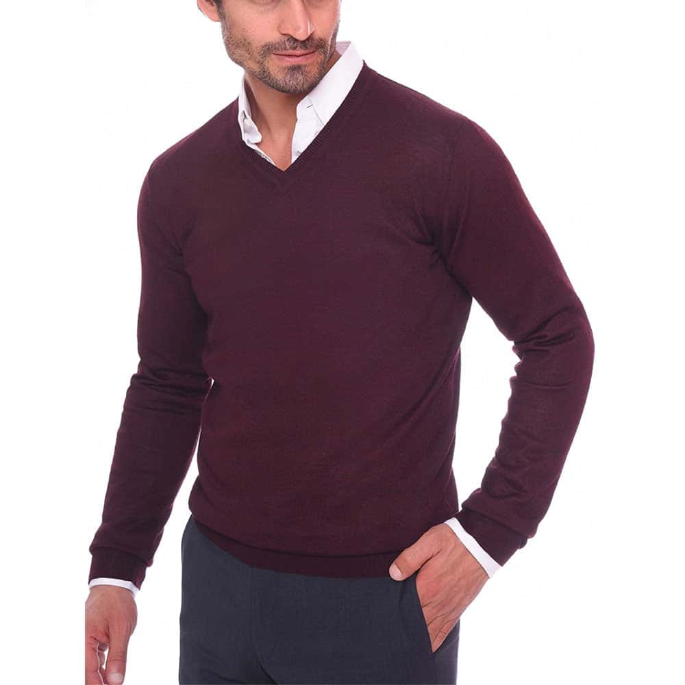 Burgandi V-Neck Pullover(13) - nagahomme Main image