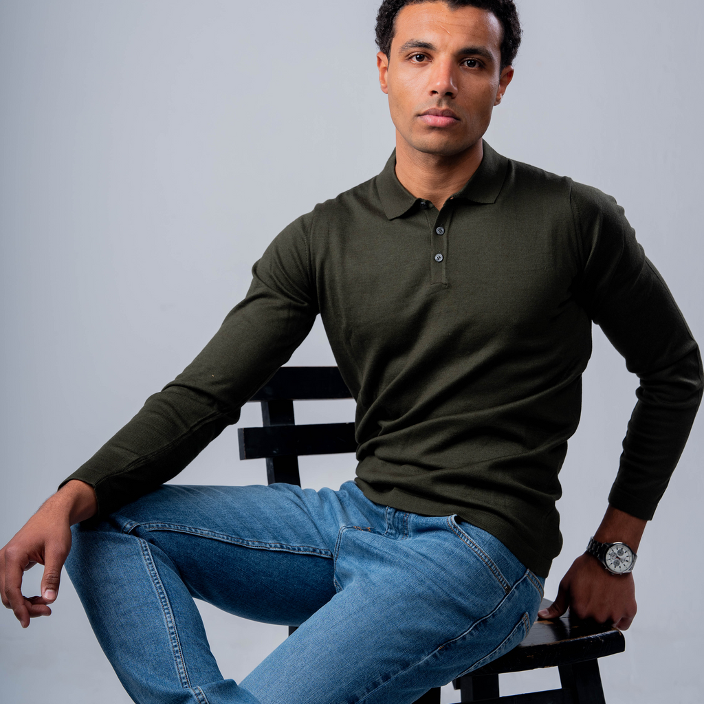 Olive Pullover Basic Long Sleeve - MPLBSC-86 - nagahomme