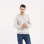 Grey Pullover Polo Cable Long Sleeve - MPLBSC-87 - nagahomme