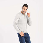 Grey Pullover Polo Cable Long Sleeve - MPLBSC-87 - nagahomme