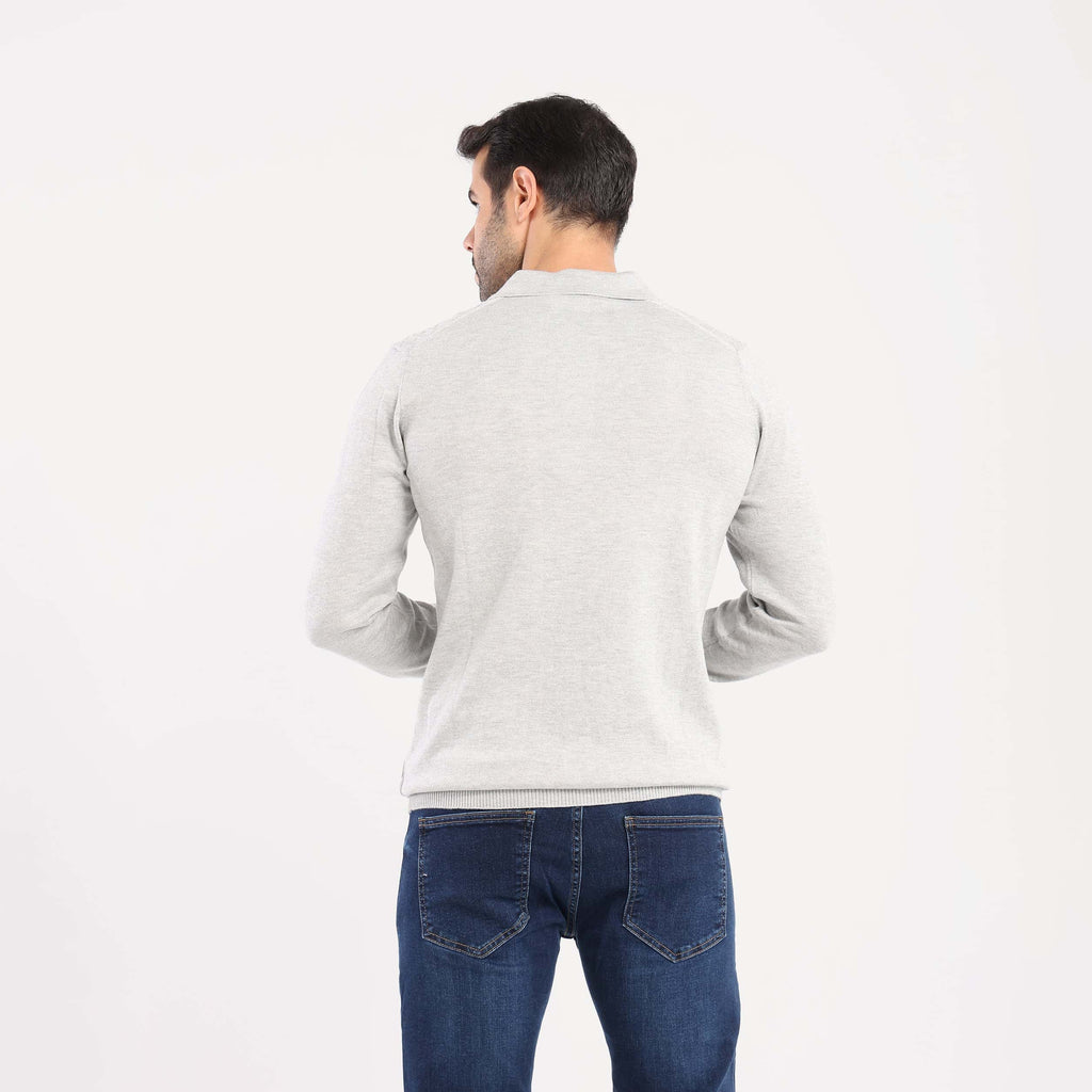 Grey Pullover Polo Cable Long Sleeve - MPLBSC-87 - nagahomme