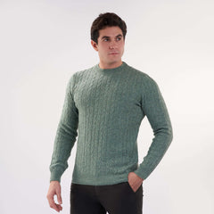 Pistache Pullover Round Neck Cables(23)