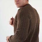 Brown Pullover Round Neck Cables(23) - nagahomme