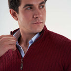 Dark Bordaux Pullover Mock Neck Cable(24) - nagahomme