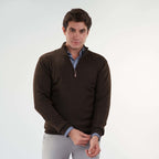 Brown Pullover Mock Neck Cable(24) - nagahomme