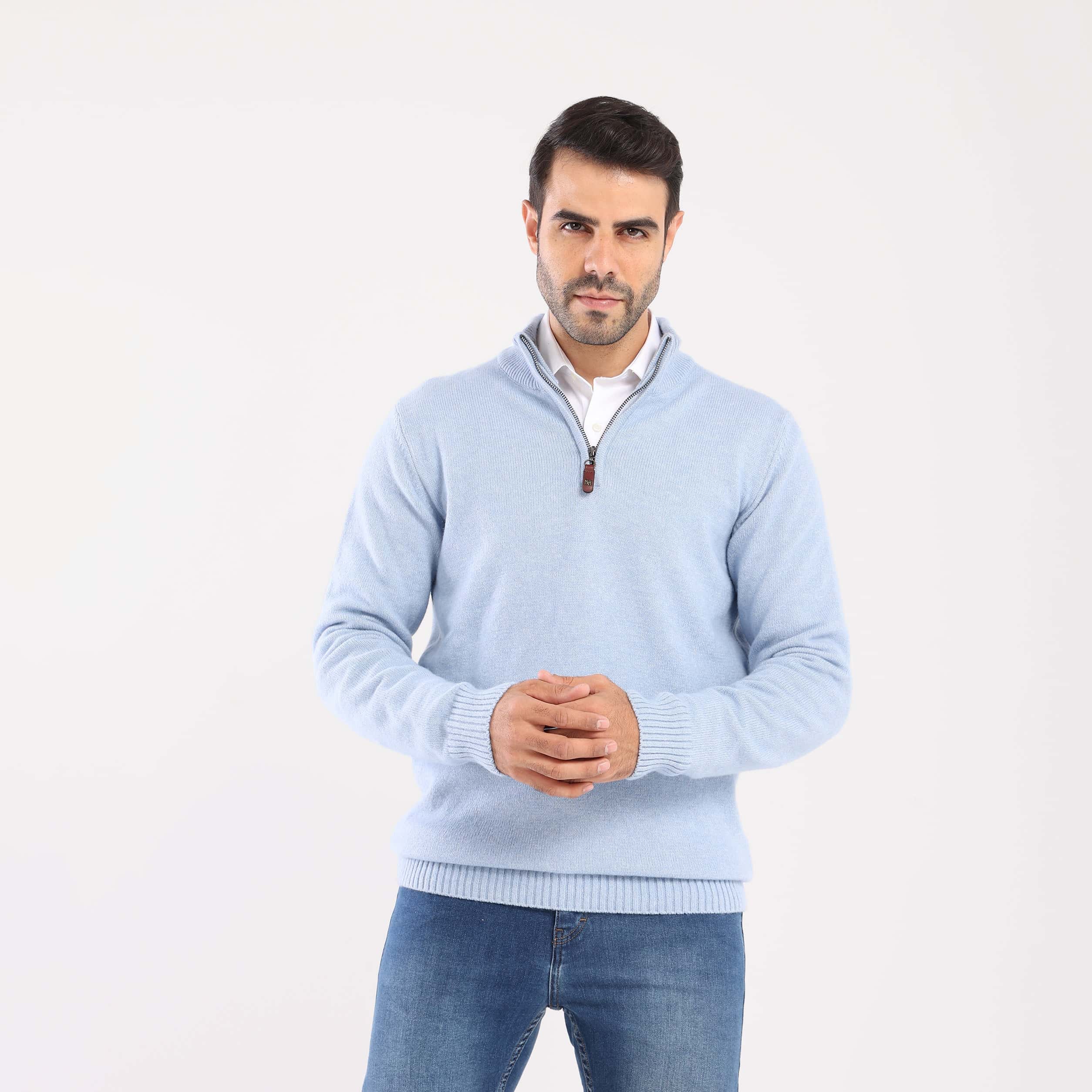 Men's Mock Neck Knit Pullover-MPLFSH-26