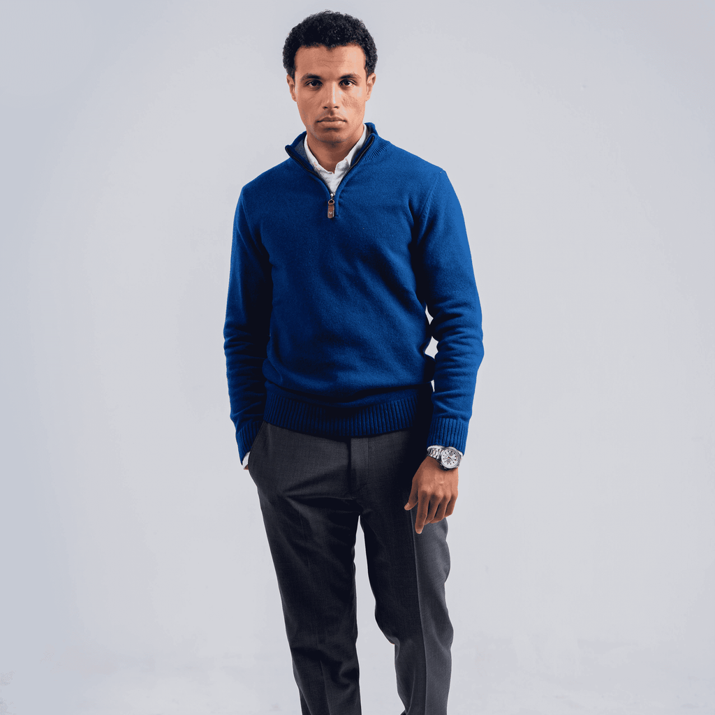 Men's Mock Neck Knit Pullover-MPLFSH-26