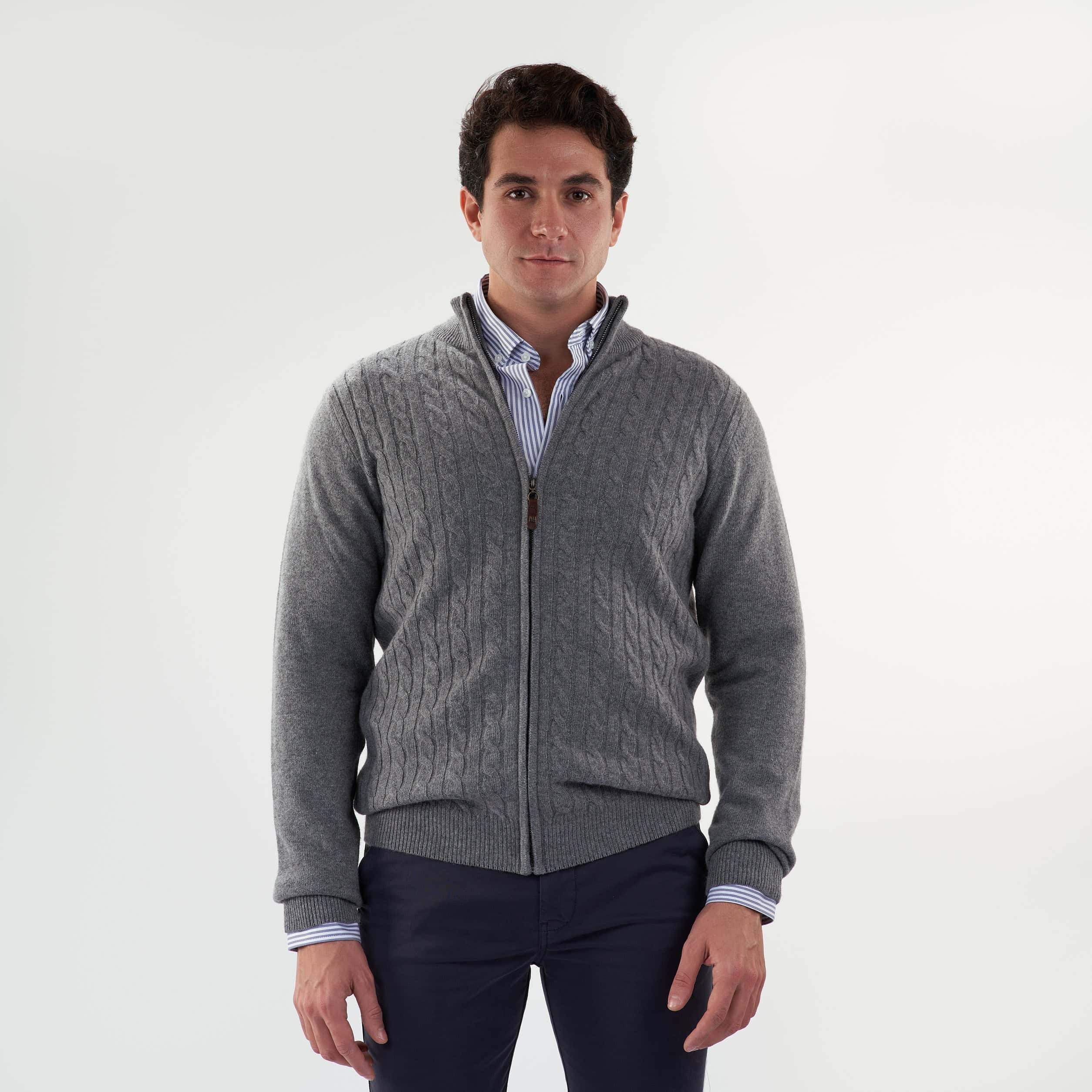 Grey Pullover-Jacket Zipper Cable(11) - nagahomme