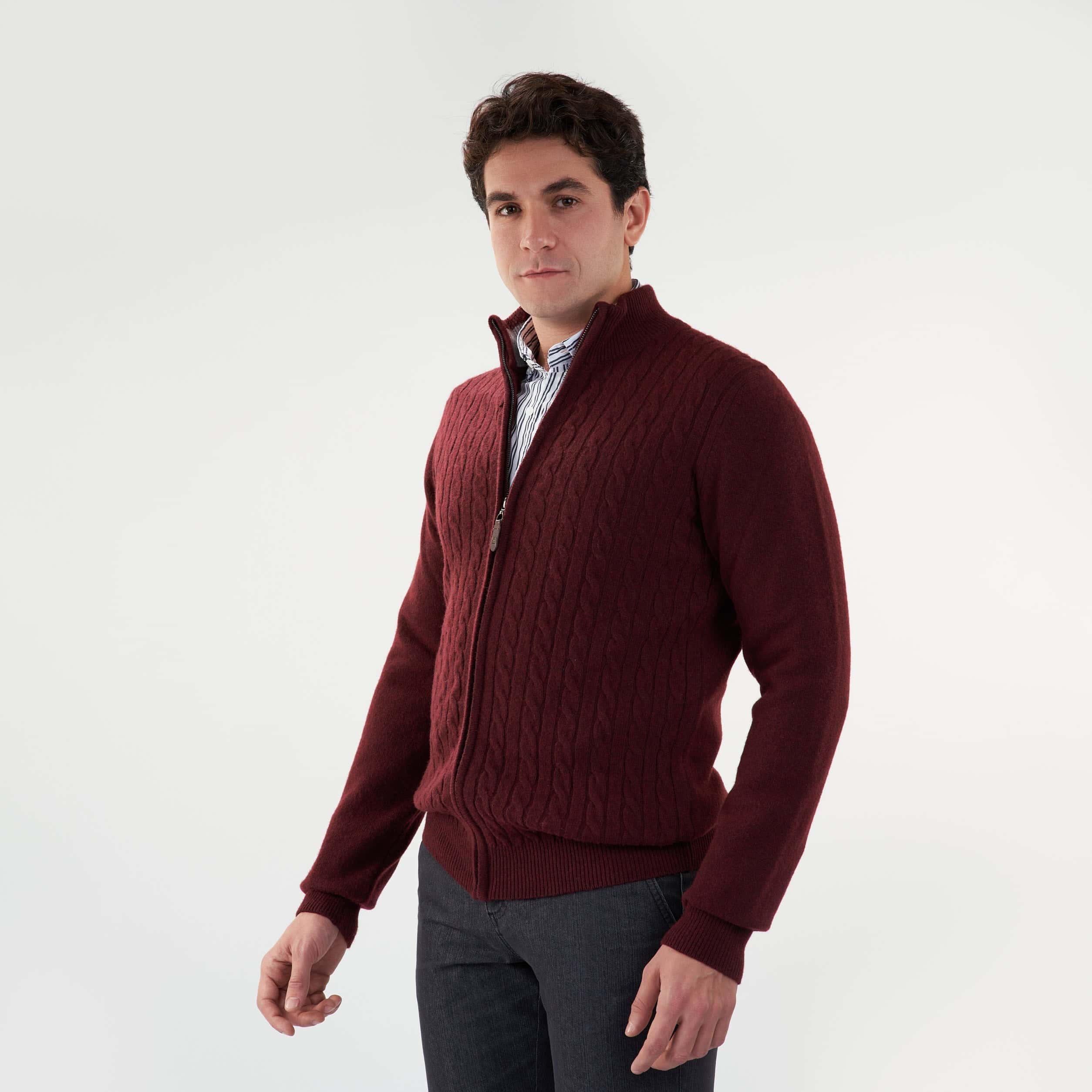 Dark Bordaux Pullover-Jacket Zipper Cable(11) - nagahomme Main image