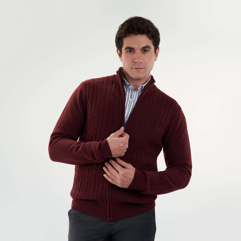Dark Bordaux Pullover-Jacket Zipper Cable(11) - nagahomme