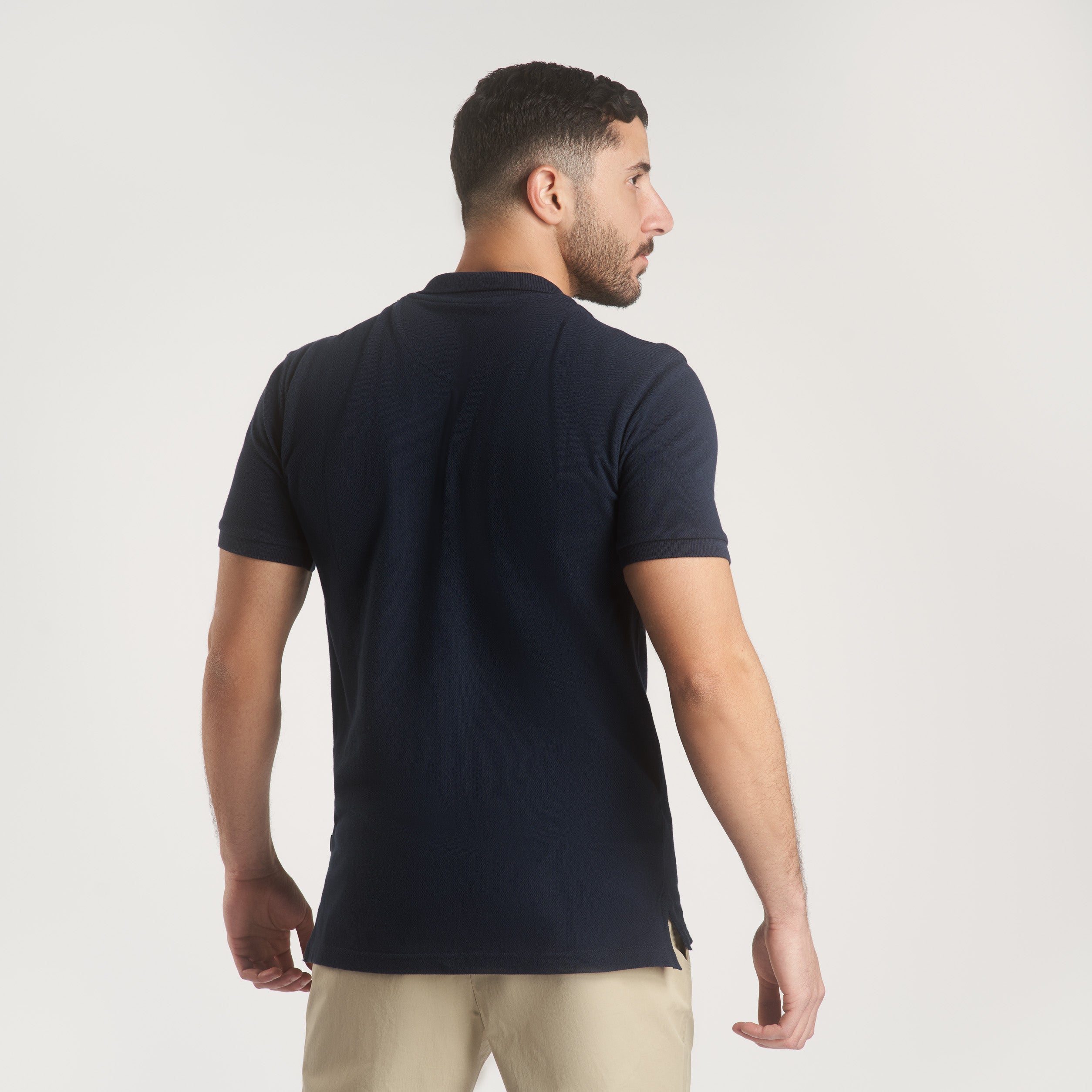 Navy Plain Short Sleeves Polo|(01)