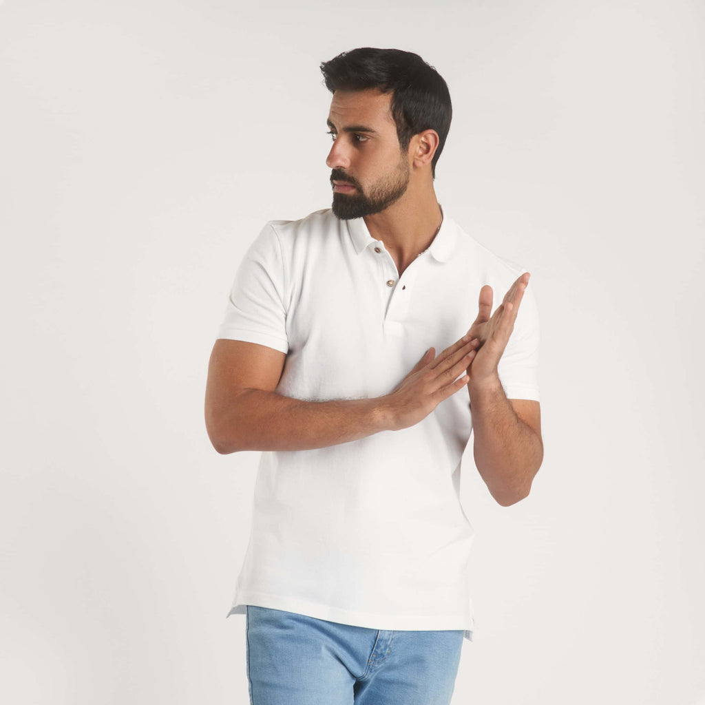 White Plain Short Sleeves Polo(103) - nagahomme