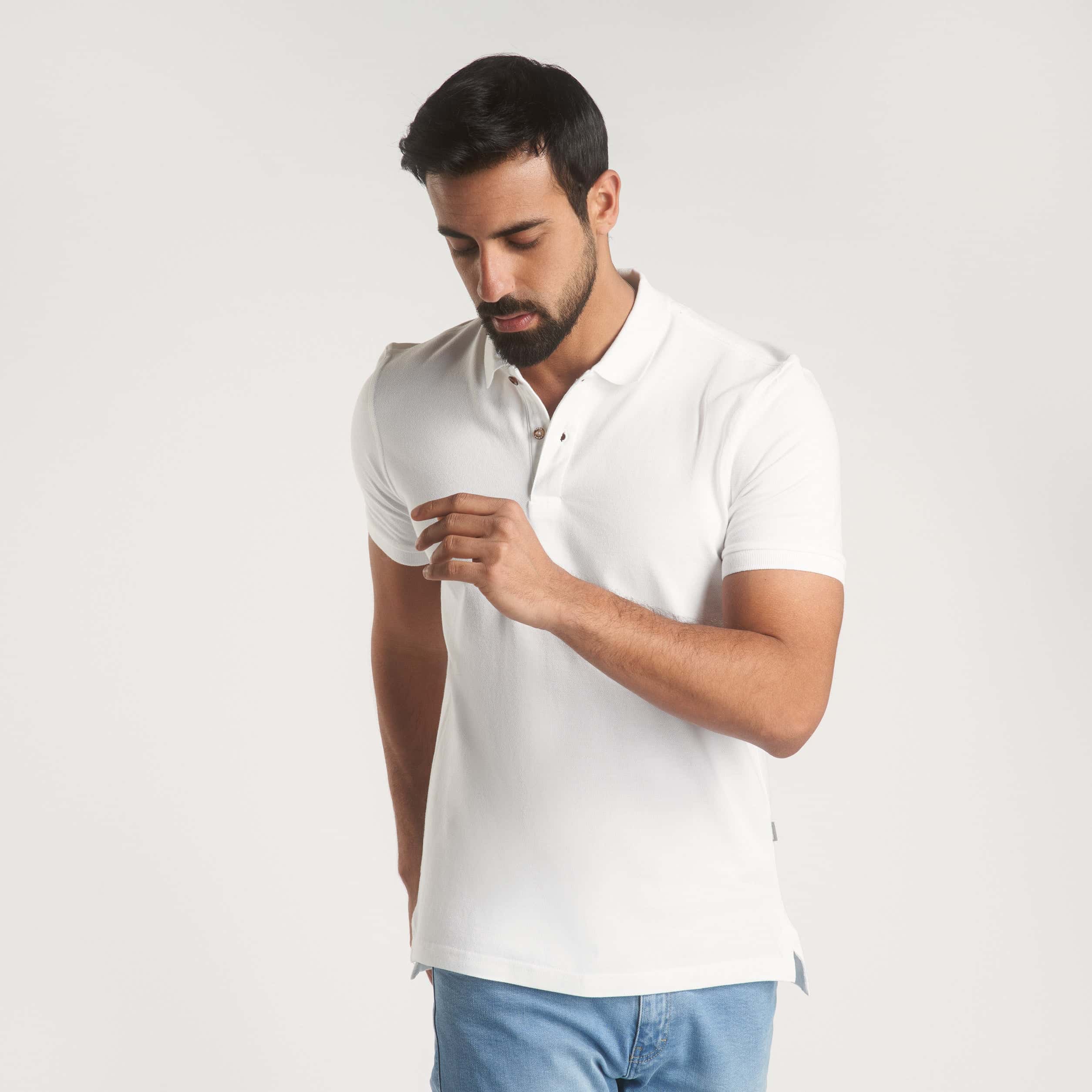 White Plain Short Sleeves Polo(103) - nagahomme
