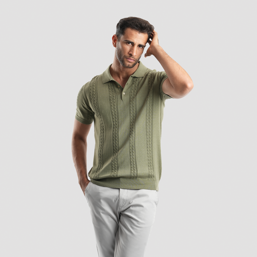 Olive Green Short Sleeves Polo - MPO130s - Naga Homme