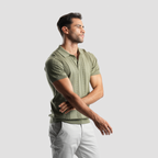 Olive Green Short Sleeves Polo - MPO130s - Naga Homme
