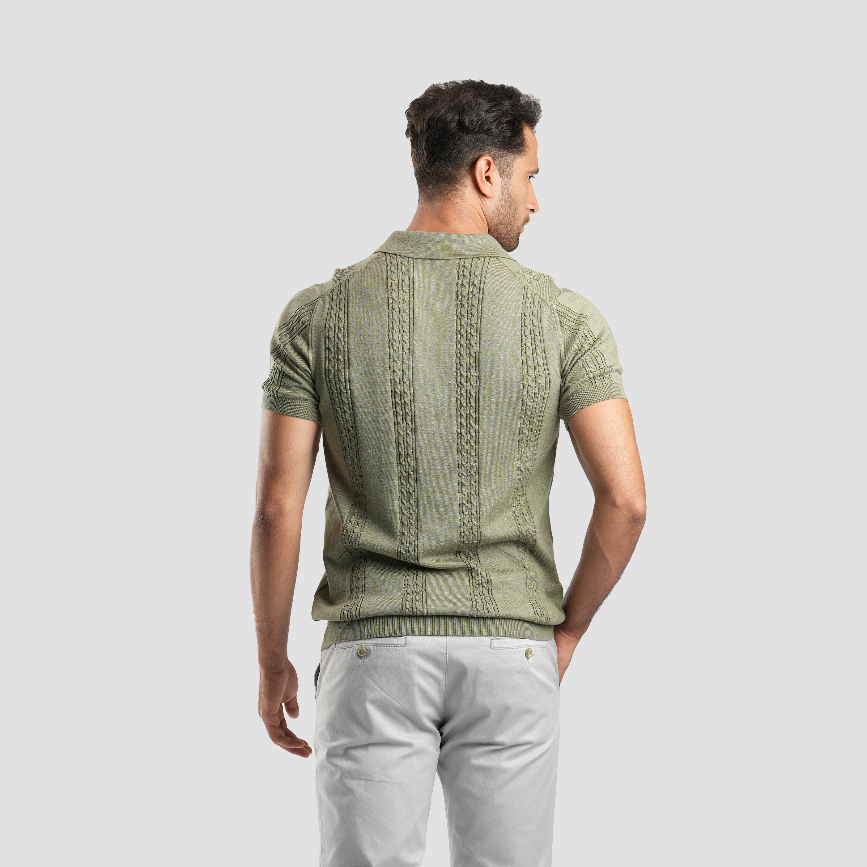 Olive Green Short Sleeves Polo - MPO130s