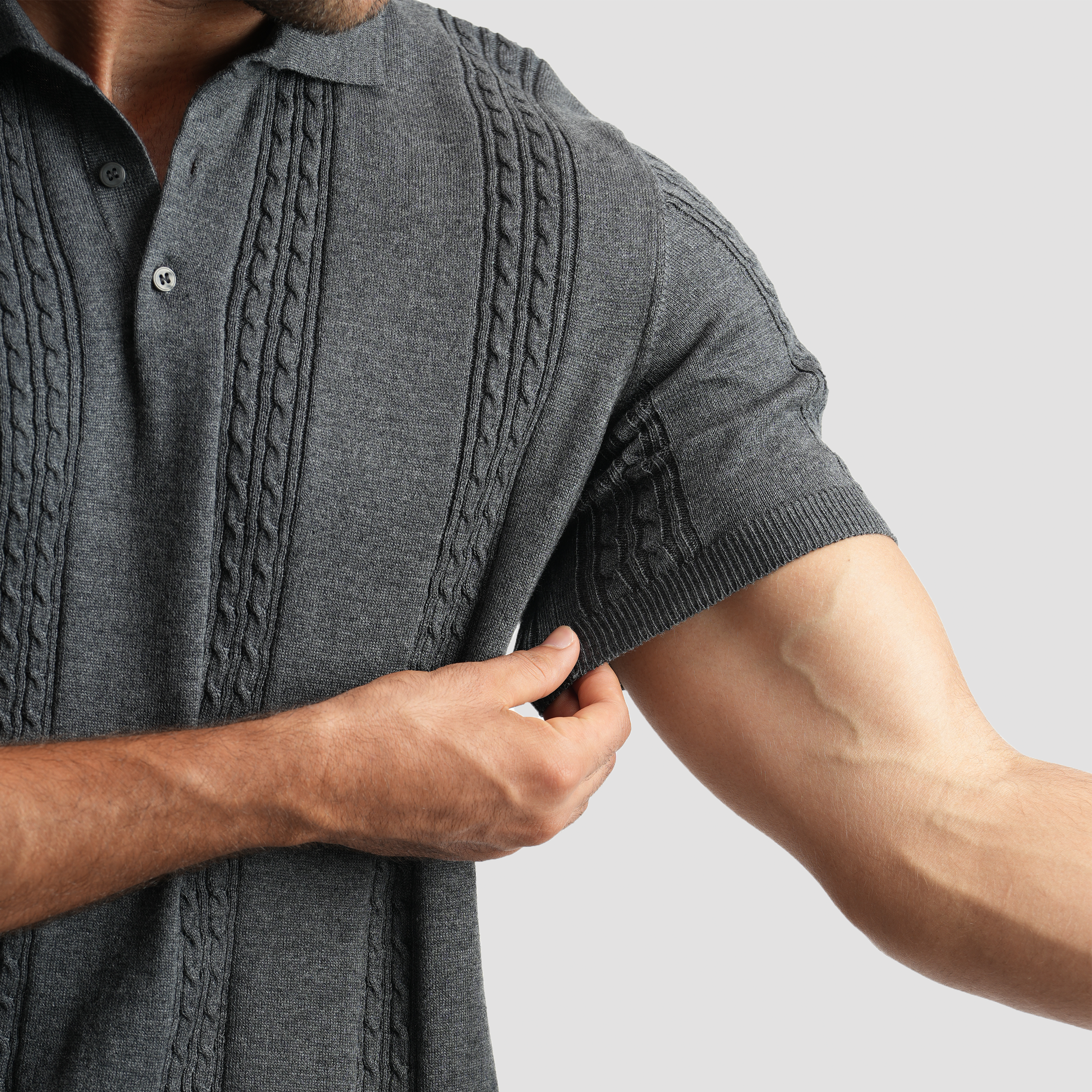 Charcoal chanee short sleeve polo-MPO130s Secondary image