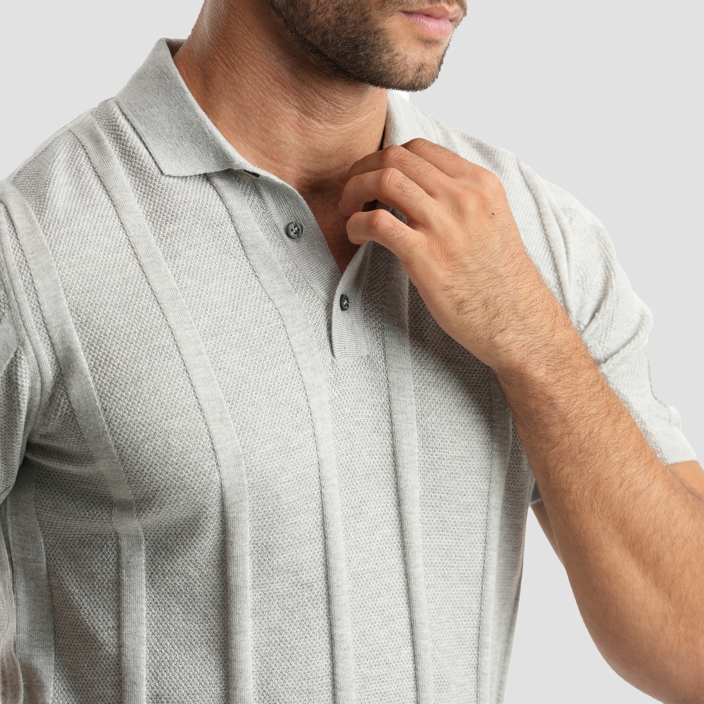 Men's short sleeve grey Polo-MPO132s