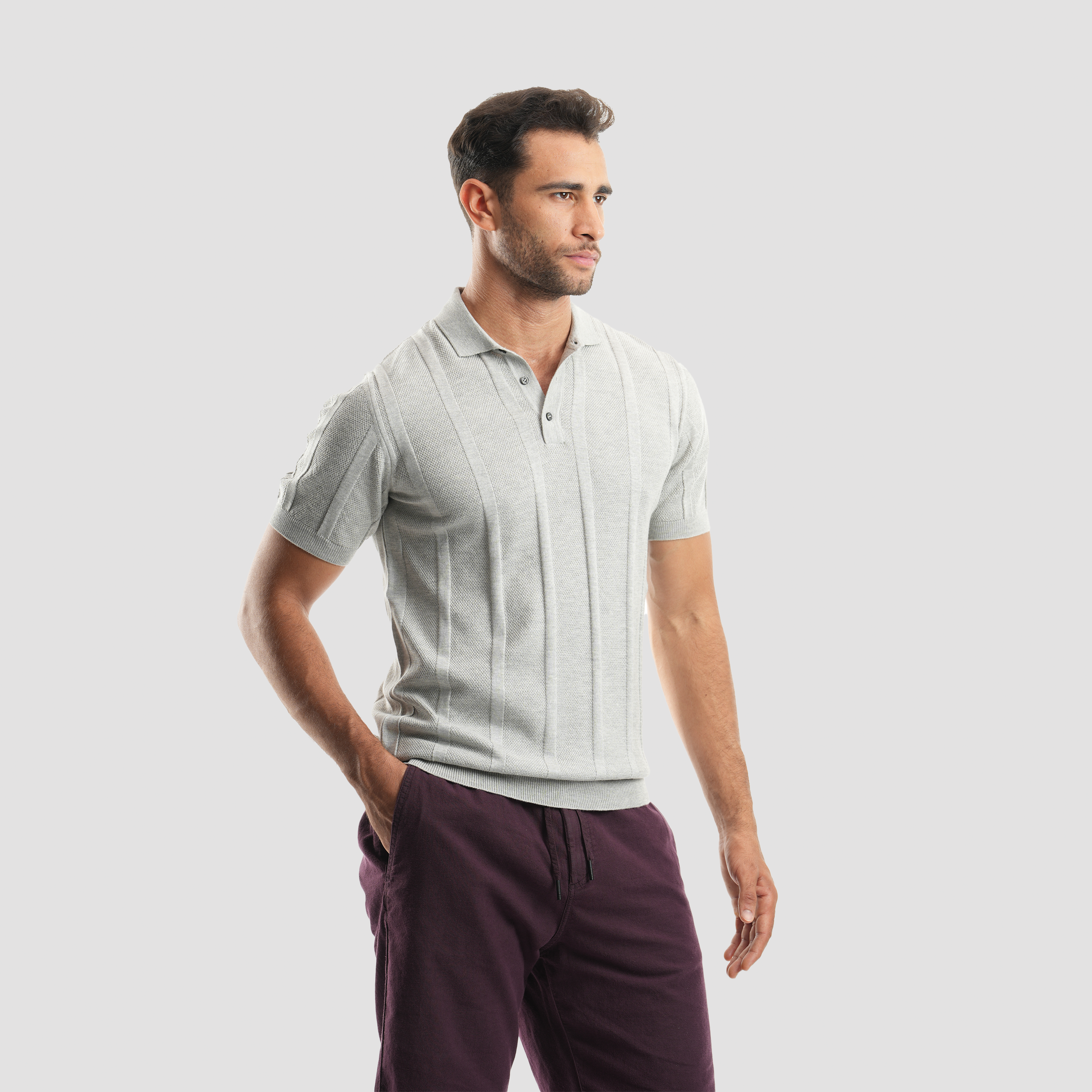 Men's short sleeve grey Polo-MPO132s