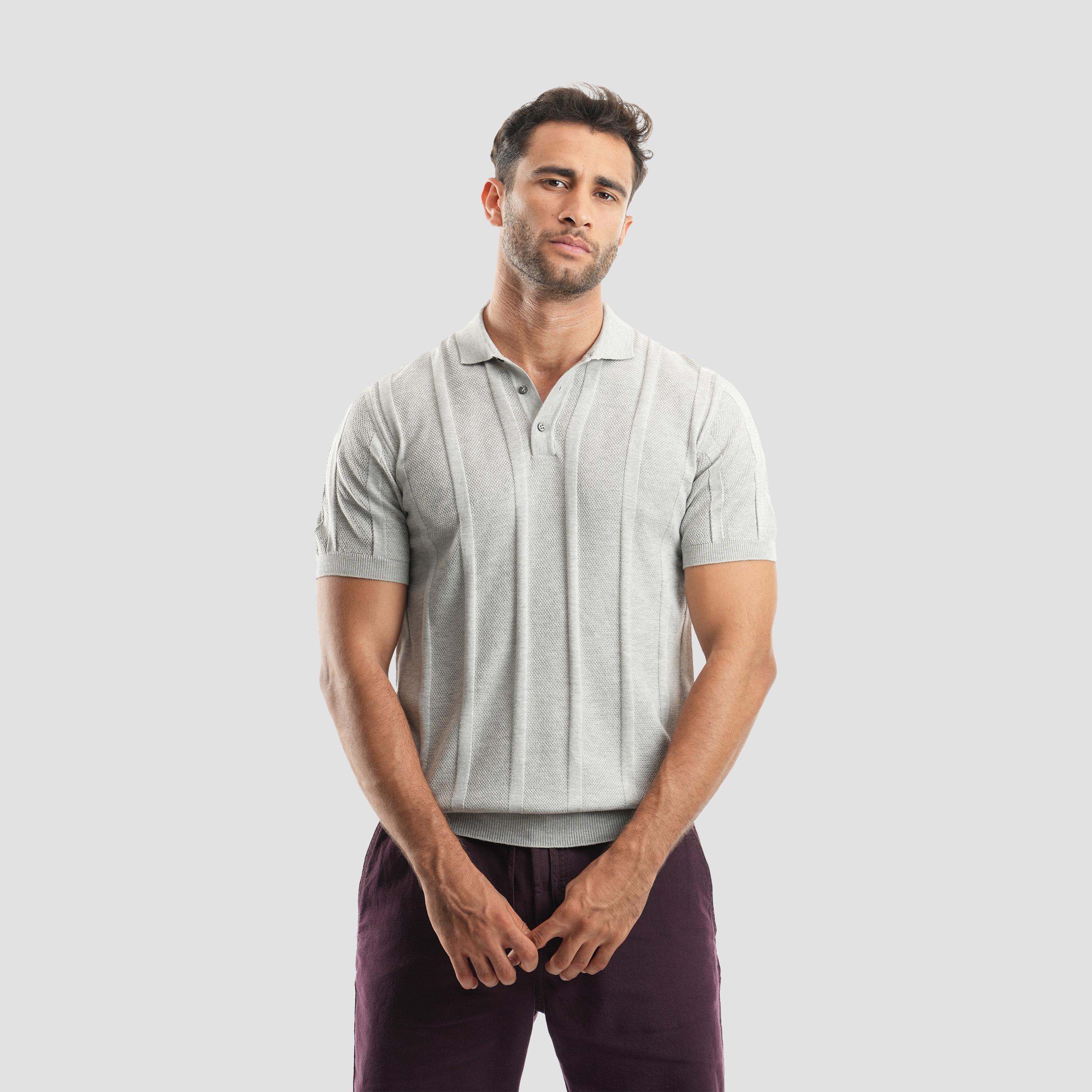 Men's short sleeve grey Polo-MPO132s - Naga Homme