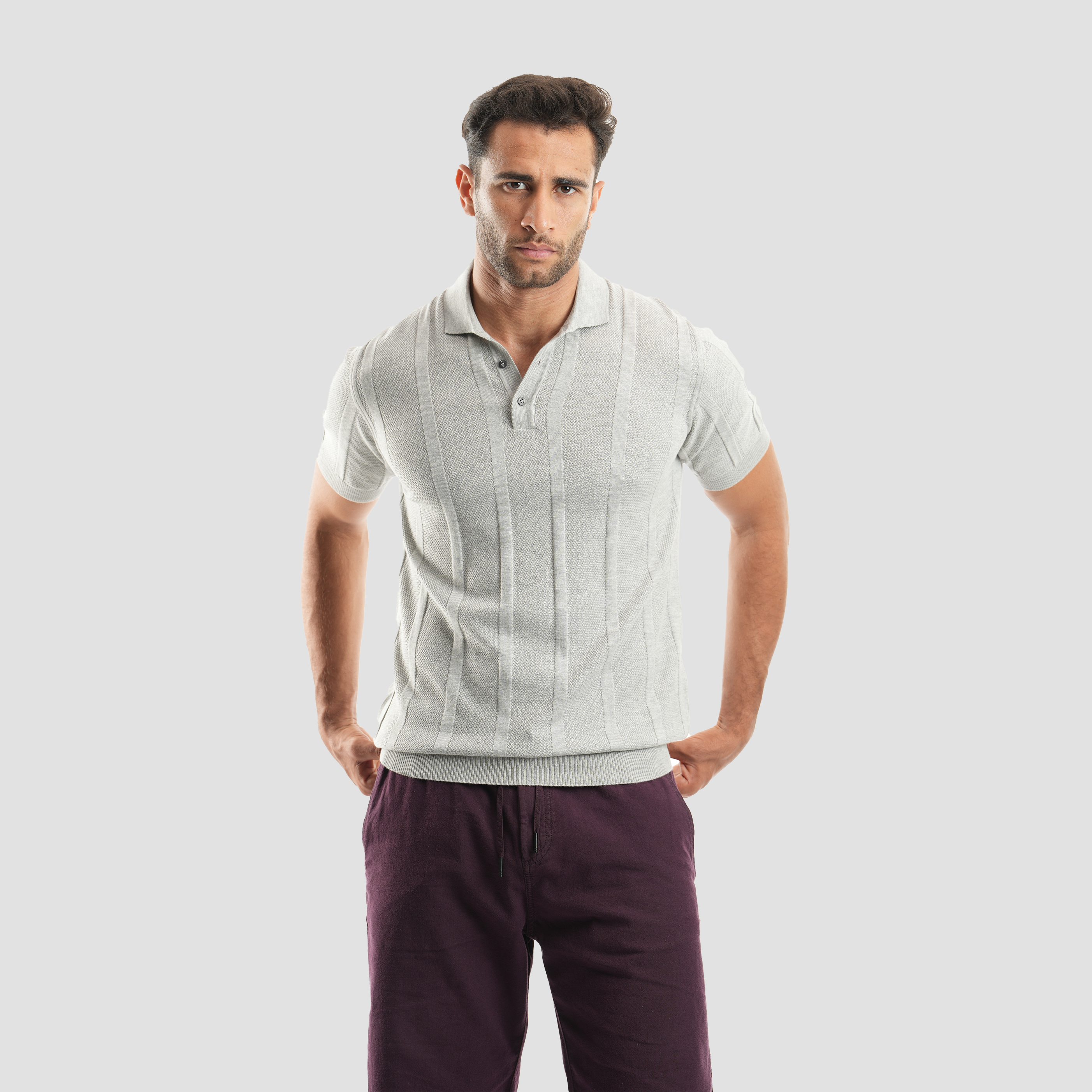 Men's short sleeve grey Polo-MPO132s - Naga Homme Main image