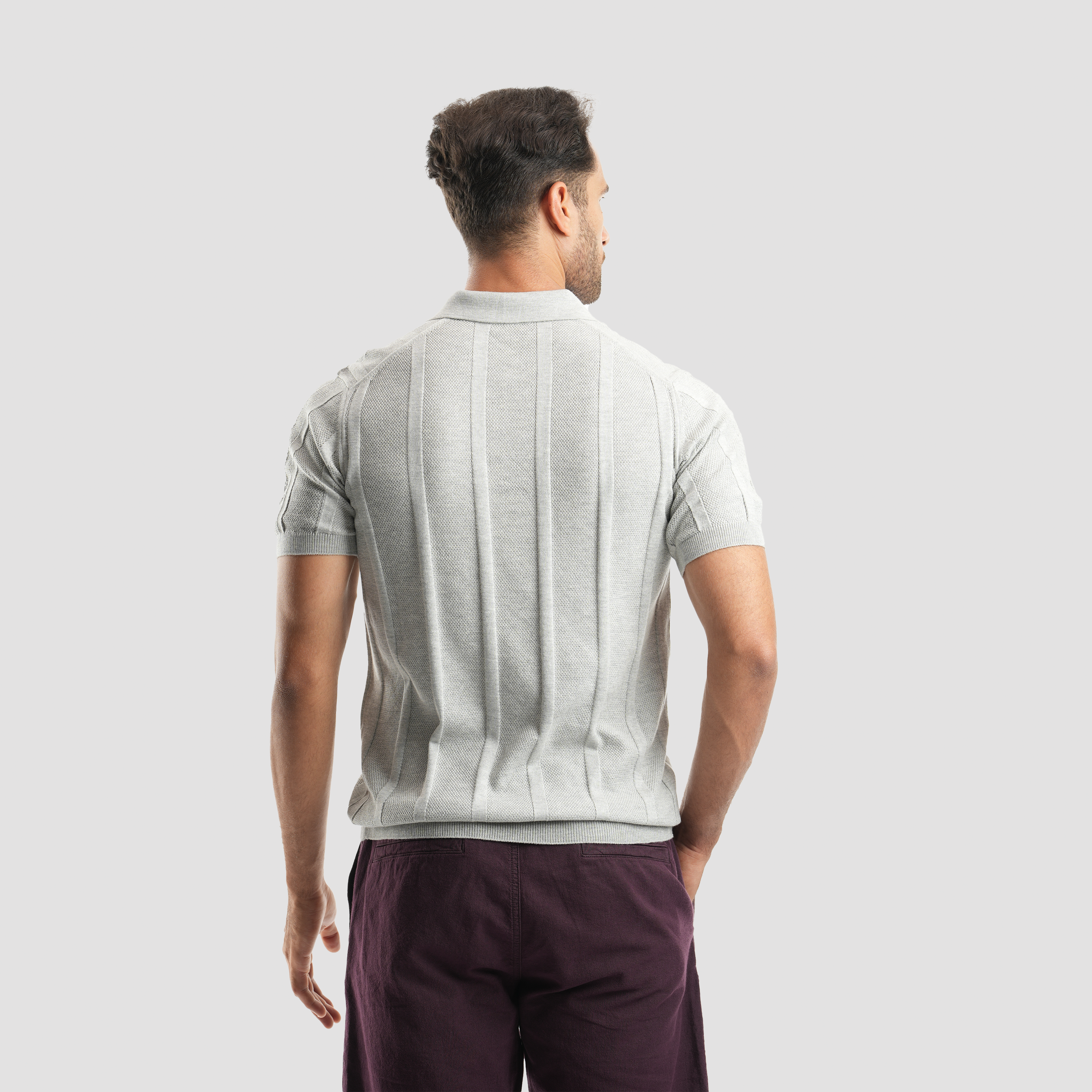 Men's short sleeve grey Polo-MPO132s