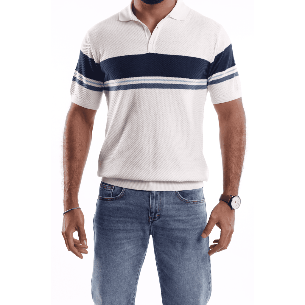 White strip  Short Sleeves Polo - MPO133s - nagahomme
